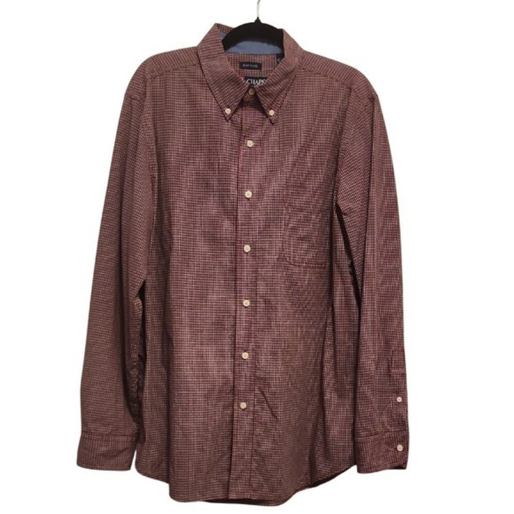 5 for $20 Chaps Button Down Shirt L Red‎ Plaid Long Sleeve Business Casual